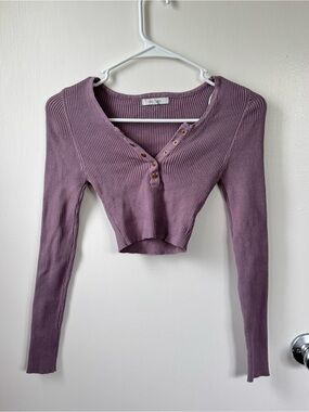 Purple long sleeve crop top size small